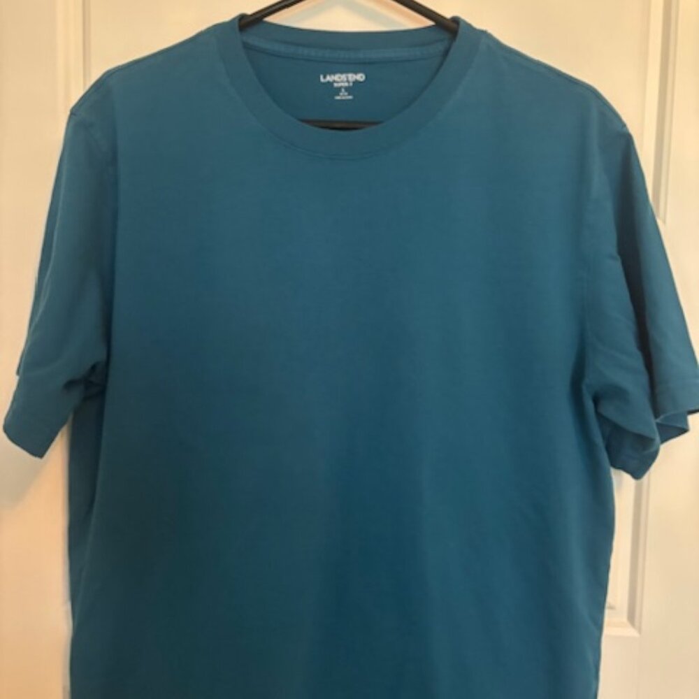 Lands End Men's Super Tee - Medium Blue - Size Large Short Sleeve - SALE!